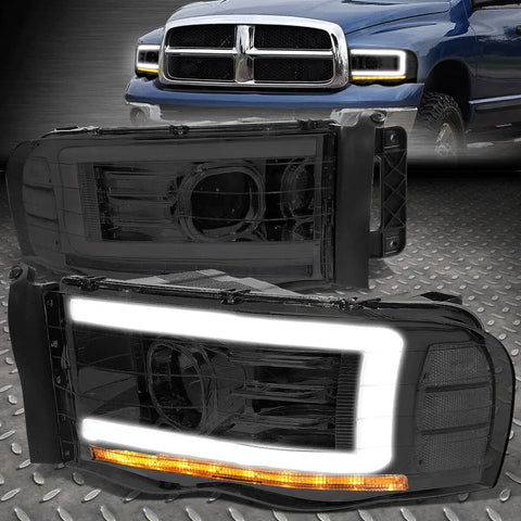 [Led Drl]02-05 Dodge Ram Smoked Sequential Turn Signal Projector Headlights Speed Daddy