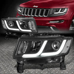 [Led Drl]14-16 Jeep Grand Cherokee Pair Projector Headlight Lamp Black/Clear Speed Daddy