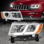 [Led Drl]14-16 Jeep Grand Cherokee Projector Headlight Lamps Chrome/Amber Speed Daddy