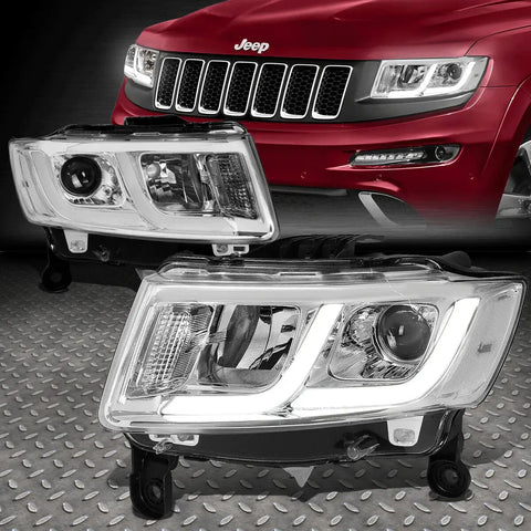 [Led Drl]14-16 Jeep Grand Cherokee Projector Headlight Lamps Chrome/Clear Speed Daddy