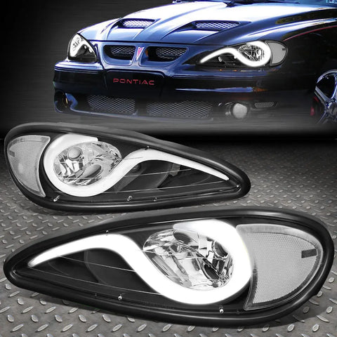 [Led Drl]1999-2005 Pontiac Grand Am Black Housing Clear Side Headlight/Lamp Speed Daddy