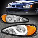 [Led Drl]1999-2005 Pontiac Grand Am Chrome Housing Amber Side Headlight/Lamp Speed Daddy