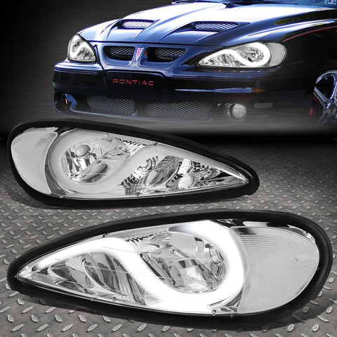 [Led Drl]1999-2005 Pontiac Grand Am Chrome Housing Clear Side Headlight/Lamp Speed Daddy