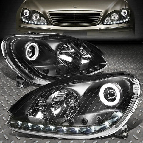 [Led Drl]2000-2006 Mercedes S-Class W220 Black Housing Projector Headlight Speed Daddy