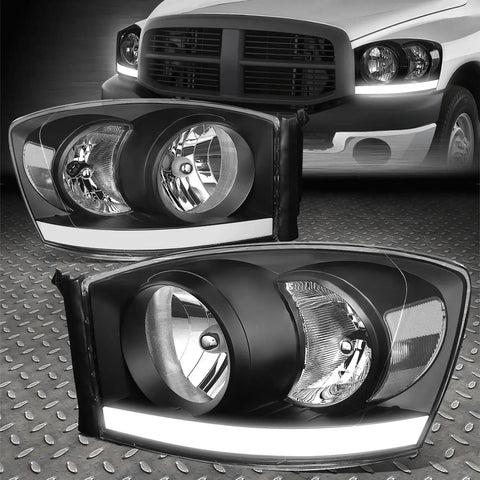 [Led Drl]2006-2009 Dodge Ram Pickup Black Housing Clear Side Headlight/Lamp Speed Daddy