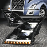 [Led Drl+Sequential Signal] 18-21 Volvo Vnl Vnr Trucks Headlight Lamps Black Speed Daddy