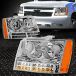 [Led Drl+Turn Signal]07-14 Tahoe Suburban Pair Headlight Lamps Chrome/Amber Speed Daddy