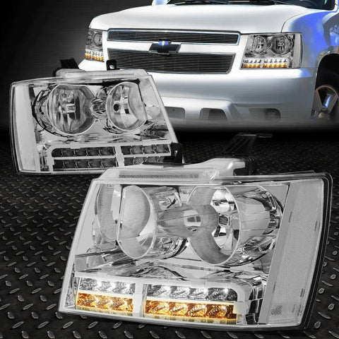 [Led Drl+Turn Signal]07-14 Tahoe Suburban Pair Headlight Lamps Chrome/Clear Speed Daddy