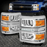 [Led Drl+U Tube Bar]14-15 Silverado Projector Headlight/Lamps Chrome/Amber Speed Daddy