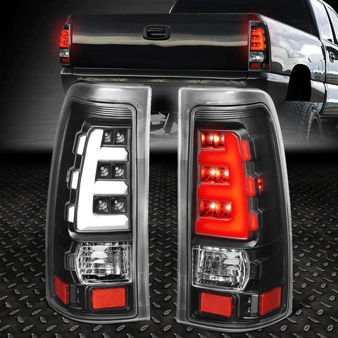 [Led E-Tube Bar]99-03 Silverado Sierra Clear Tail Light Rear Brake Lamp Set Speed Daddy