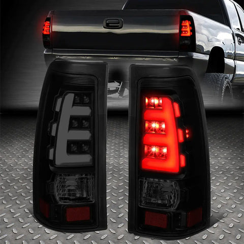 [Led E-Tube Bar]99-03 Silverado Sierra Smoked Tail Light Rear Brake Lamp Set Speed Daddy