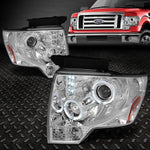 [Led Halo Rings]2009-2014 Ford F150 Pickup Chrome Amber Projector Headlight Speed Daddy