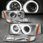 [Led Halo] 1999-2006 Gmc Sierra Yukon Projector Headlight Bumper Lamp Chrome Speed Daddy