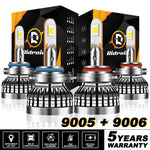 Led Headlight 9005 9006 High Low Beam Combo Bulbs Kit 6000K Super Bright White EB-DRP