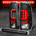 [Led Red C-Bar]1997-2004 Ford F-150/F-250 Black Tail Light+Third Brake Lamp Speed Daddy