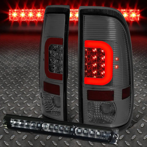 [Led Red C-Bar]1997-2004 Ford F-150/F-250 Smoked Tail Light+Third Brake Lamp Speed Daddy