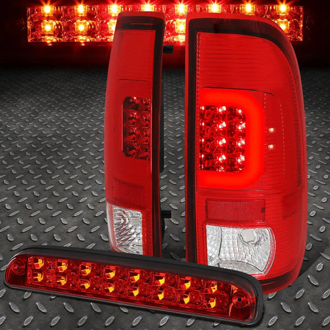 [Led Red C-Bar]2008-2016 Ford Super Duty Red Tail Light+Third Brake Lamp Speed Daddy