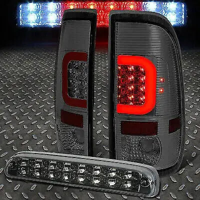 [Led Red C-Bar]2008-2016 Ford Super Duty Smoked Tail Light+Third Brake Lamp Speed Daddy