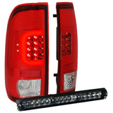 [Led Red C-Bar]Fit 1997-2004 Ford F-150/F-250 Red Tail Light+Third Brake Lamp DNA MOTORING