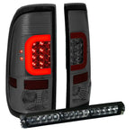 [Led Red C-Bar]Fit 1997-2004 Ford F-150/F-250 Smoked Tail Light+Third Brake Lamp DNA MOTORING