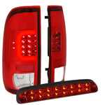 [Led Red C-Bar]Fit 2008-2016 Ford Super Duty Red Tail Light+Third Brake Lamp DNA MOTORING