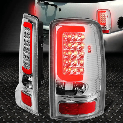 [Led Red C-Shape]00-06 Suburban Tahoe Yukon Xl Tail Light Brake Lamps Chrome Speed Daddy