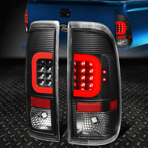 [Led Red C-Shape]08-16 Ford Super Duty Tail Light Rear Brake Lamps Black Speed Daddy