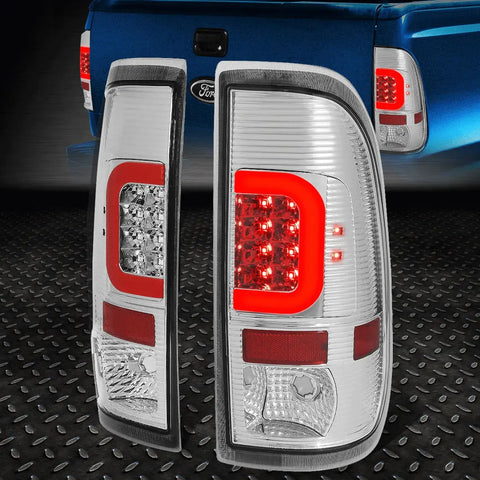 [Led Red C-Shape]08-16 Ford Super Duty Tail Light Rear Brake Lamps Chrome Speed Daddy