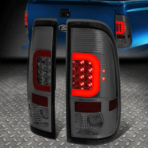 [Led Red C-Shape]90-97 Ford F150 / Super Duty Tail Light Brake Lamp Smoked Speed Daddy