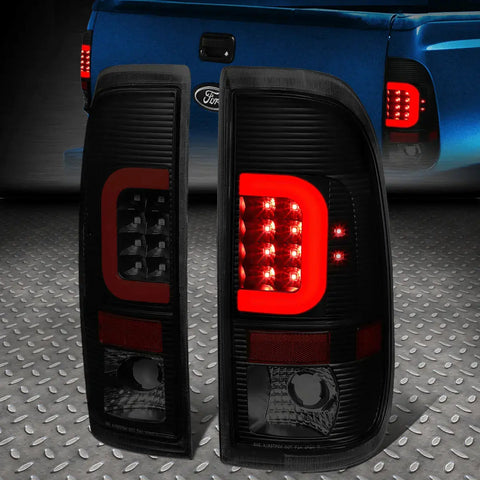 [Led Red C-Shape]90-97 Ford F150 / Super Duty Tail Light Brake Lamp Tinted Speed Daddy