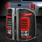 [Led Red C-Tube Bar] 07-14 Silverado Tail Light Rear Brake Lamp Black/Clear Speed Daddy