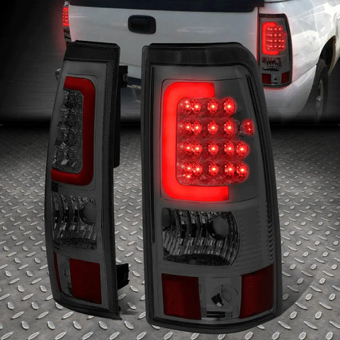 [Led Red C-Tube Bar]03-07 Silverado Sierra Tail Light Rear Brake Lamp Smoked Speed Daddy