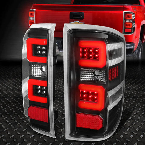 [Led Red C-Tube Bar]14-19 Silverado Sierra Tail Light Rear Brake Lamp Black Speed Daddy