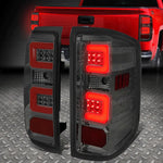 [Led Red C-Tube Bar]14-19 Silverado Sierra Tail Light Rear Brake Lamp Smoked Speed Daddy