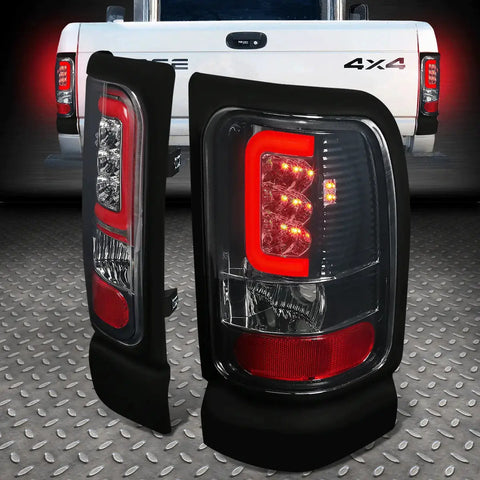 [Led Red C-Tube Bar]94-02 Ram 1500 2500 3500 Tail Light Brake Lamps Smoked Speed Daddy