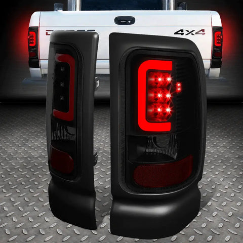 [Led Red C-Tube Bar]94-02 Ram 1500 2500 3500 Tail Light Brake Lamps Tinted Speed Daddy