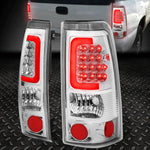 [Led Red C-Tube Bar]99-03 Silverado Sierra Tail Light Rear Brake Lamp Chrome Speed Daddy