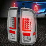 [Led Red L-Shape]90-97 Ford F150 / Super Duty Tail Light Brake Lamp Chrome Speed Daddy