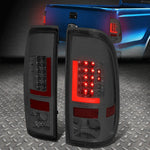 [Led Red L-Shape]90-97 Ford F150 / Super Duty Tail Light Brake Lamp Smoked Speed Daddy