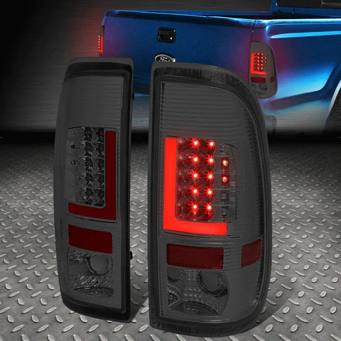 [Led Red L-Shape]90-97 Ford F150 / Super Duty Tail Light Brake Lamp Smoked Speed Daddy