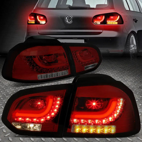 [Led Tube Bar]10-14 Vw Golf Hatchback Tail Light Rear Brake Lamps Red/Smoked Speed Daddy