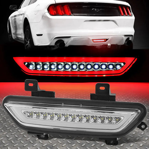 [Led Tube]15-18 Ford Mustang Third 3Rd Tail Brake Light Reverse Lamp Chrome Speed Daddy