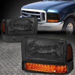 [Led Turn Signal] 99-04 Ford F250 F350 Super Duty Headlgihts Smoked/Amber Speed Daddy