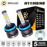 Mini 4-Side H11 Led Headlight Conversion Kit Low Beam Bulbs Super Bright 6000K EB-DRP