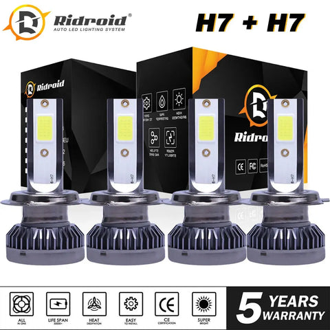 Mini H7 + H7 Combo Led Headlight Kit Bulb High Low Beam 160W 26000Lm 6000K White EB-DRP