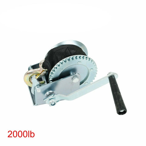 New Hand Crank Strap Winch 2000Lb Jet Ski Atv Boat Trailer Tow Marine Heavy Duty BLACKHORSERACING