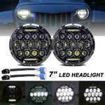 Pair 7" Inch Round Led Headlights Halo Angle Eyes For Jeep Wrangler Jk Lj Tj Cj EB-DRP