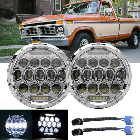 Pair 7Inch Led Headlight Hi/Lo Beam For Ford 69-74 F250 F350 Pickup 69-78 Bronco EB-DRP