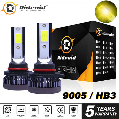 Pair 9005 9145 9140 H10 Led Fog Light 3000K Golden Yellow 22000Lm High Power EB-DRP