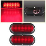 Pair Surface Mount 6" Oval 6 LED Stop Turn Signal Tail Brake Marker Lights RED ECCPP